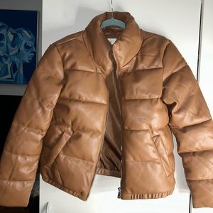 Faux leather puffer jacket